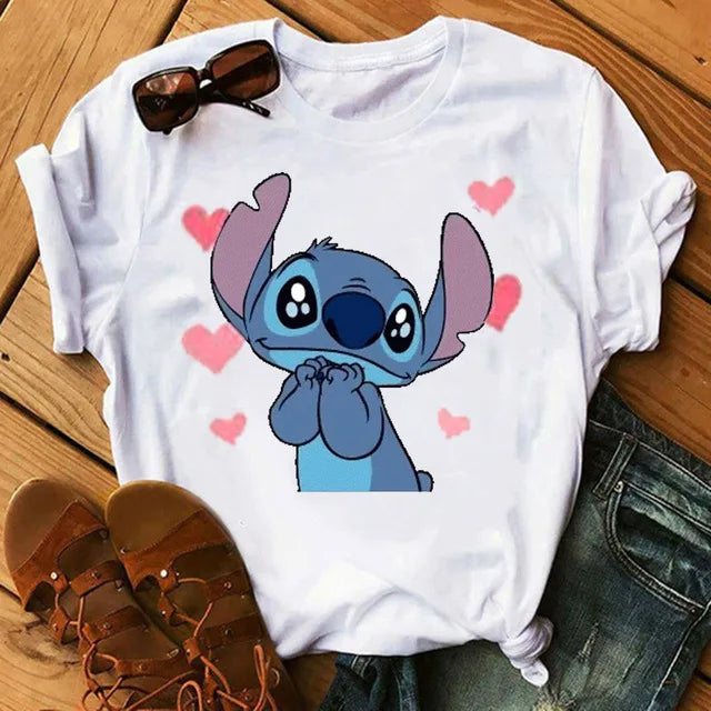 Short Sleeve T Shirt Women Camiseta Lilo Stitch Cartoon Kawaii Tshirt 4 Polyester 724GoShop