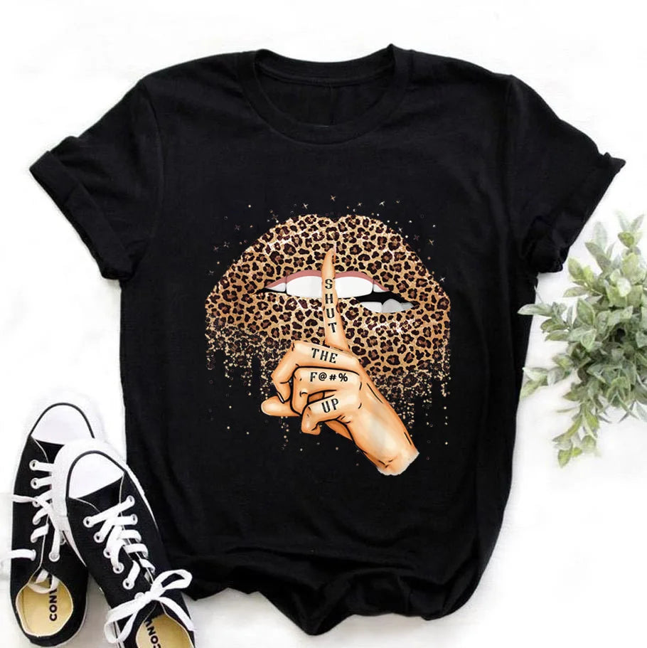 T-Shirt Women'S Short Sleeve Boutique Lip Custom Tshirt Printing Graphic T Shirts ew3 724GoShop