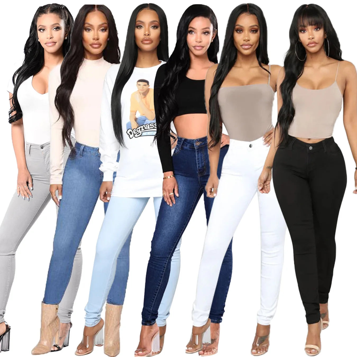 women's pencil stretch pants cotton skinny jeans pan jean dress in bulk women's 724GoShop