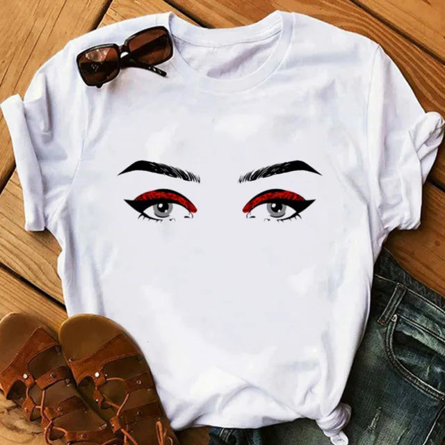 Women eye Lashes Tops Print Ladies Fashion Graphic T-Shirt 16 724GoShop