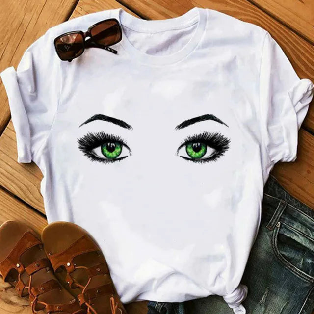 Women eye Lashes Tops Print Ladies Fashion Graphic T-Shirt 5 724GoShop