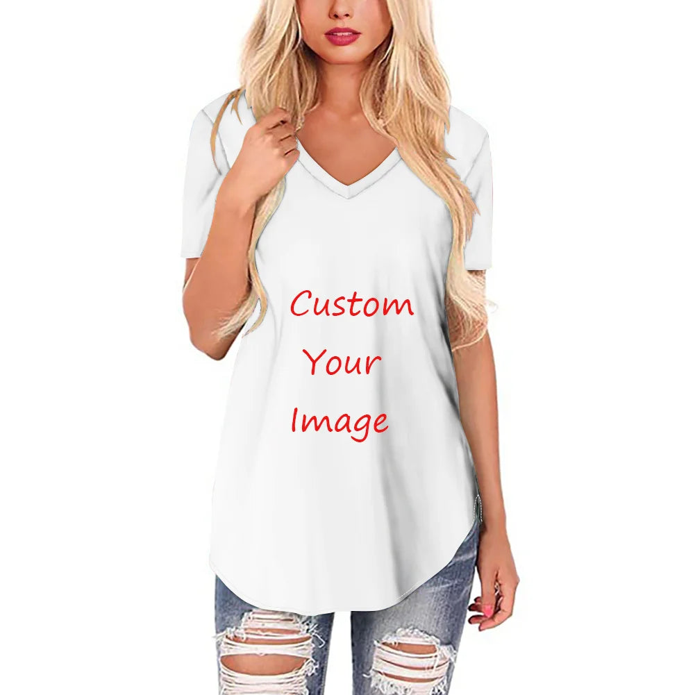 Elegant V Neck Short Sleeve Ladies Shirt Woman Tops Fashionable Blouse 724GoShop