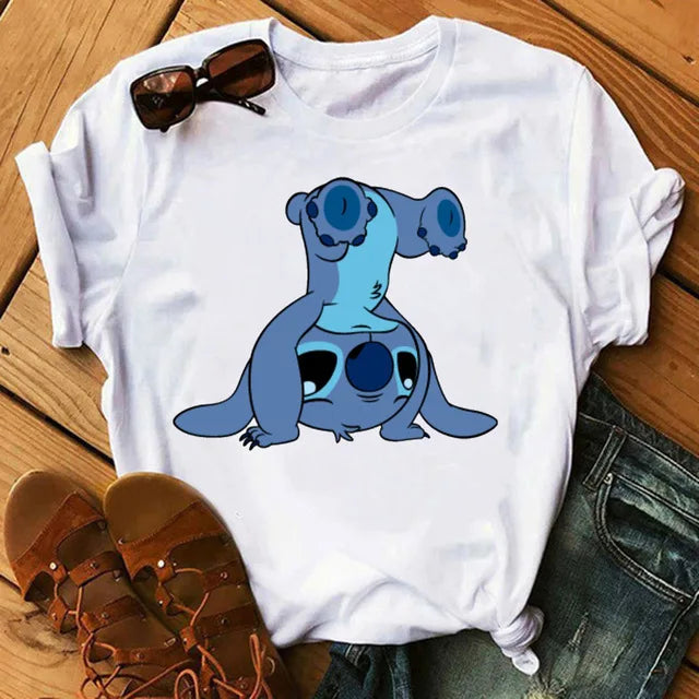 Short Sleeve T Shirt Women Camiseta Lilo Stitch Cartoon Kawaii Tshirt 5 Polyester 724GoShop