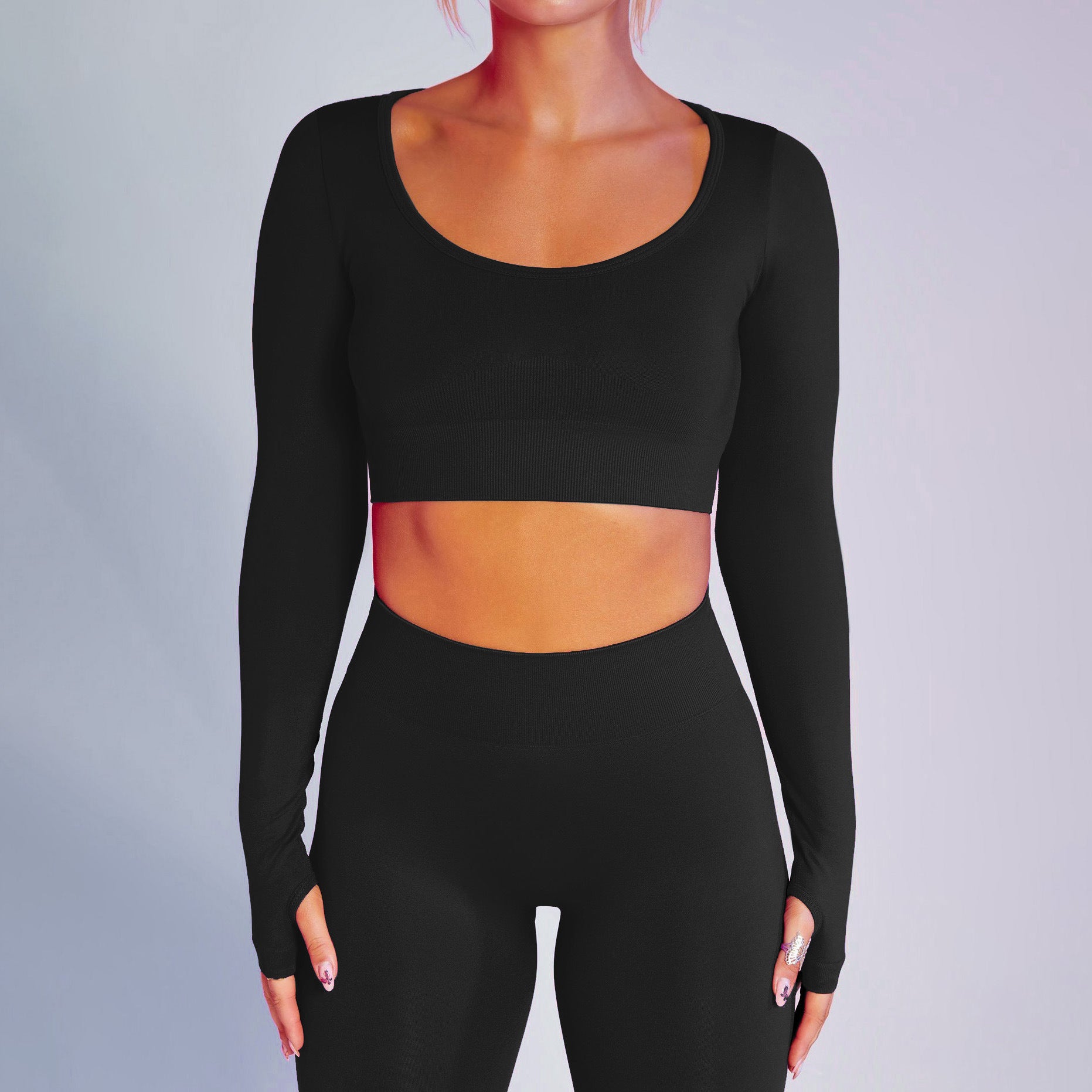 women training sports pant set Black-Long sleeve 724GoShop