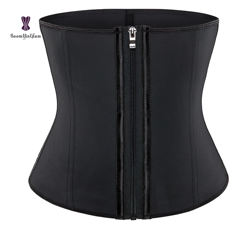 black shapewear for women waist trainer 7 steel bones plus size Black 724GoShop