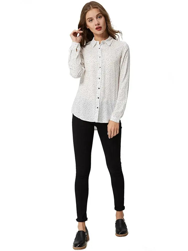 Womens button down Plus Size long sleeve blouse tops Shirts 724GoShop