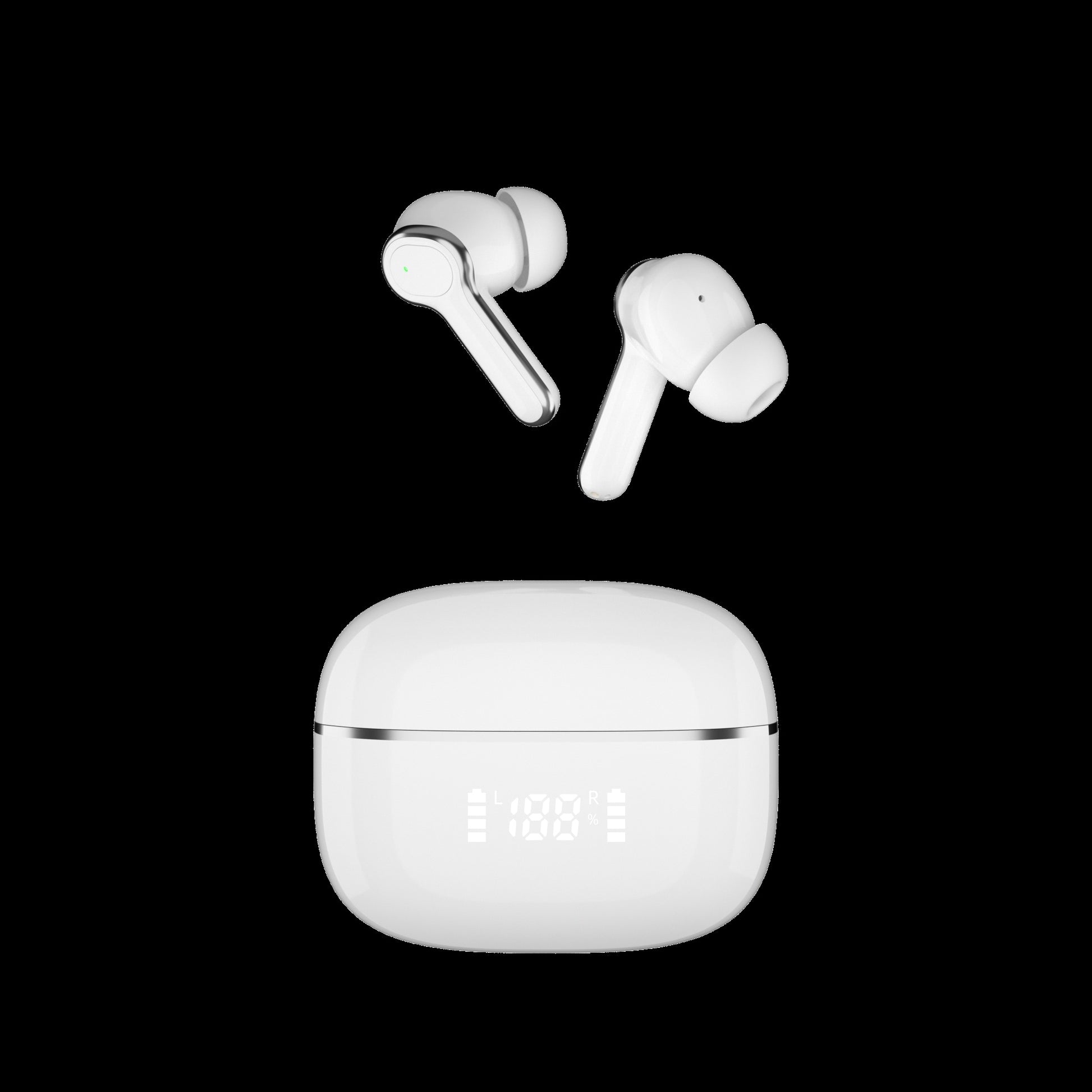 Wireless Earbuds Phone Accessories LED Display ANC ENC Noise canceling 2 Mics ENC with LED -(white) 724GoShop