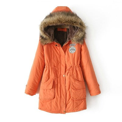 Warm Hooded Parka Jackets for Women light orange 724GoShop