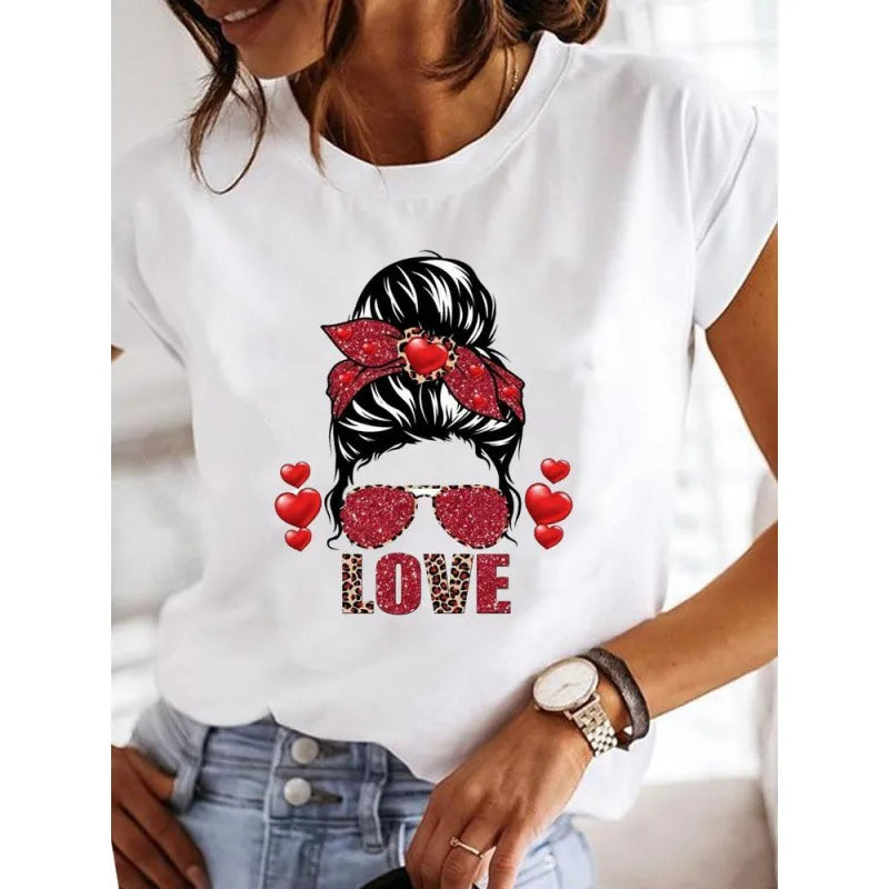 Short Sleeve Love Casual T-shirts Clothes Women Female T Clothing Ladies graphics Style-21 724GoShop