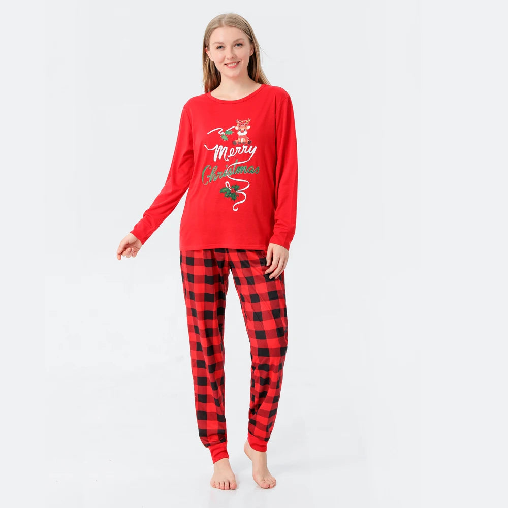 Xmas Winter Warm Soft Pants Pyjamas Blank Cotton Pajamas Set Matching Christmas Pajama for Family WOMEN 724GoShop