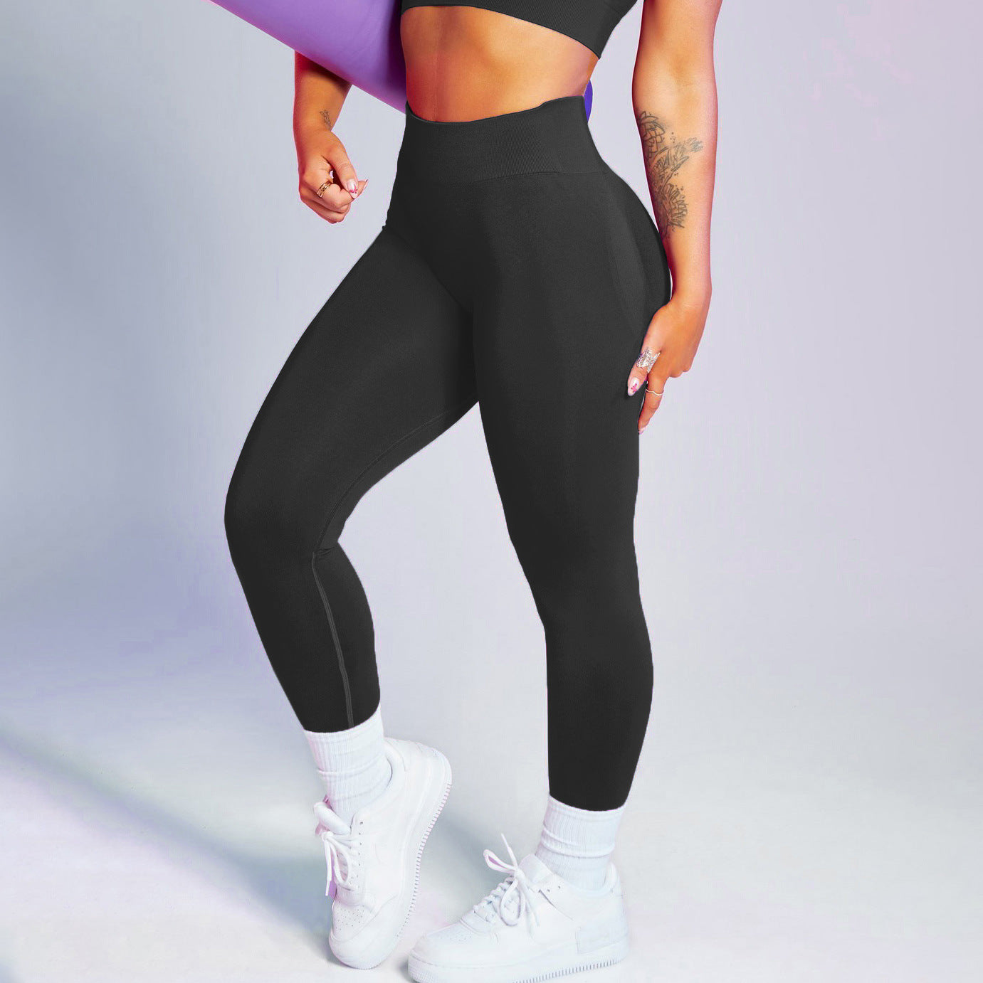 women training sports pant set Black-leggings 724GoShop