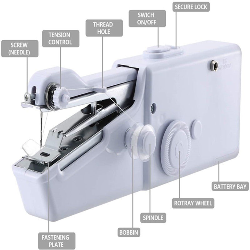 Portable Mini Hand Sewing Machine Quick Handy Stitch Sew Needlework Cordless Clothes Fabrics Household Electric Sewing Machine 724GoShop