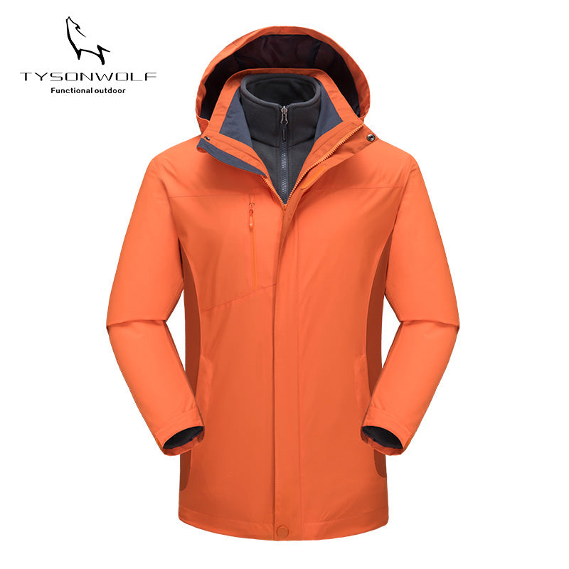 Plus Size Men's Jackets 3 in 1 Winter Outdoor Windbreaker Jackets for Men Orange 724GoShop