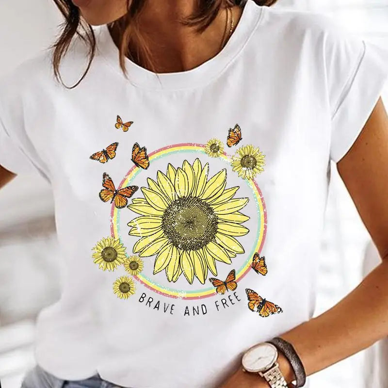 Women Print Clothes Watercolor New Lovely Female Butterfly Tops Graphic T-Shirt Style-22 724GoShop