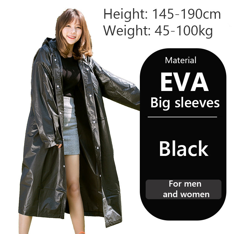 Women Men Impermeable Thickened Waterproof Raincoat Tourism Outdoor Hiking Rain Poncho Raincoat Hooded Rain Coat One Size Black 724GoShop