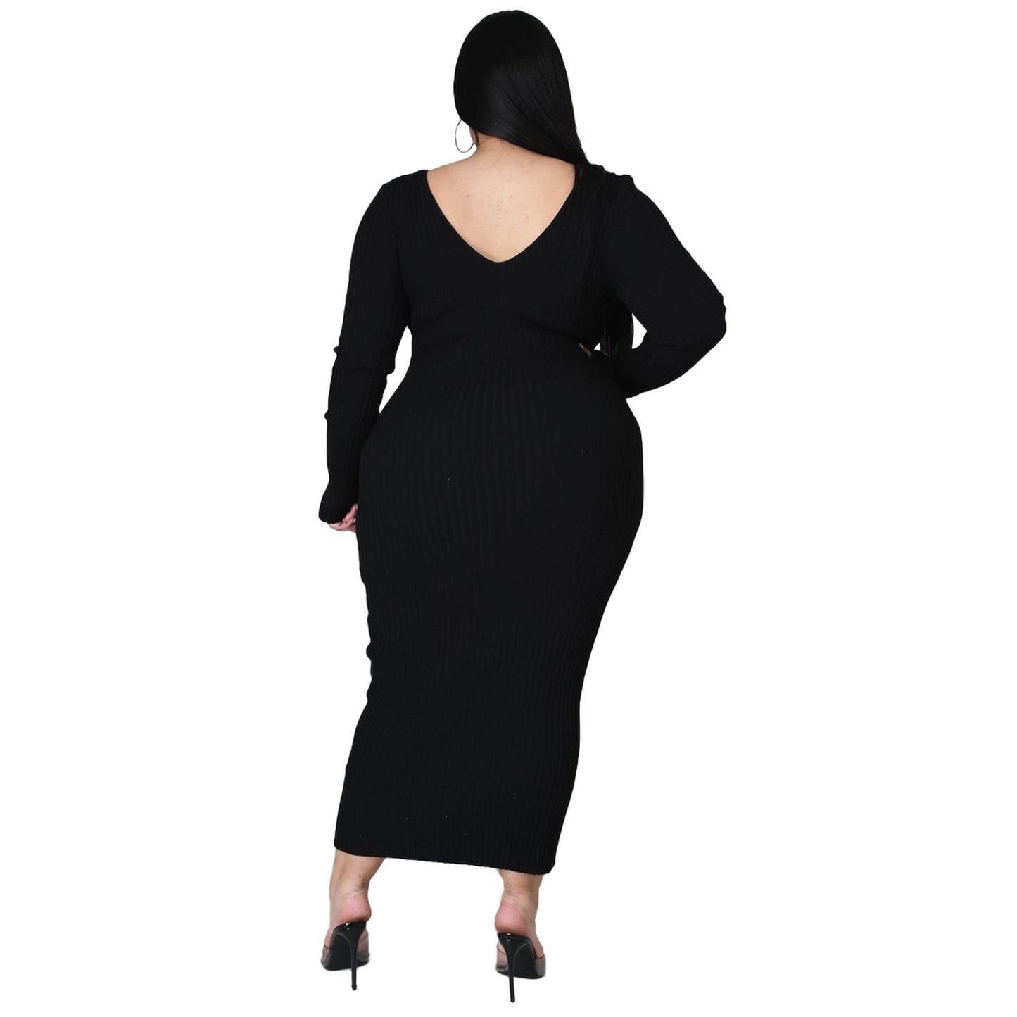 ZHEZHE Winter autumn fashion long sleeve knitted dress plus size 5XL women sweater dresses casual 724GoShop