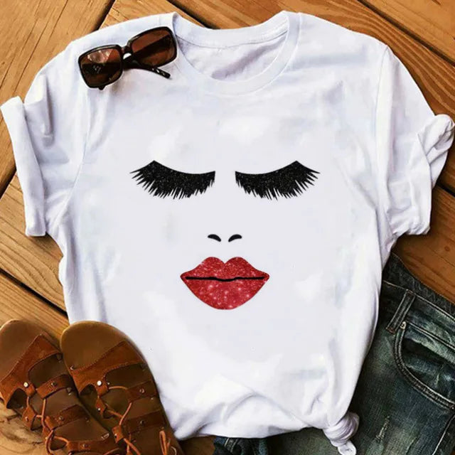 Women eye Lashes Tops Print Ladies Fashion Graphic T-Shirt 11 724GoShop