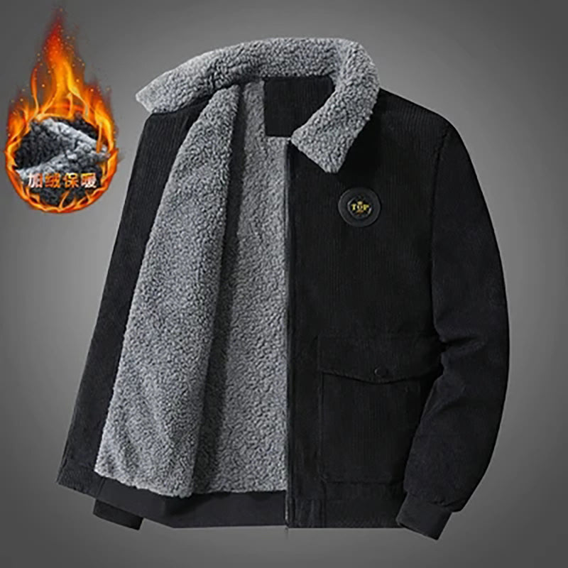 thickened warm jacket cotton coat for men Black 724GoShop