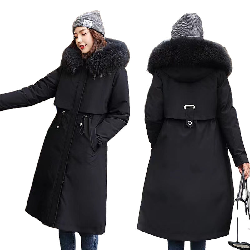 winter windproof women long jackets Black 724GoShop