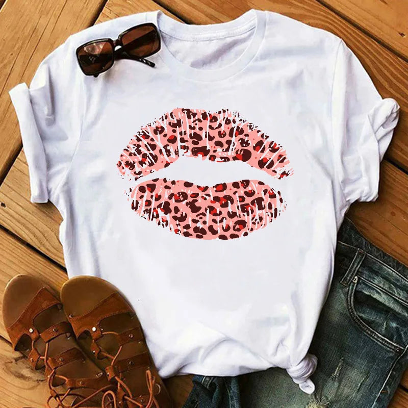 T-Shirt Women'S Short Sleeve Boutique Lip Custom Tshirt Printing Graphic T Shirts ew8 724GoShop