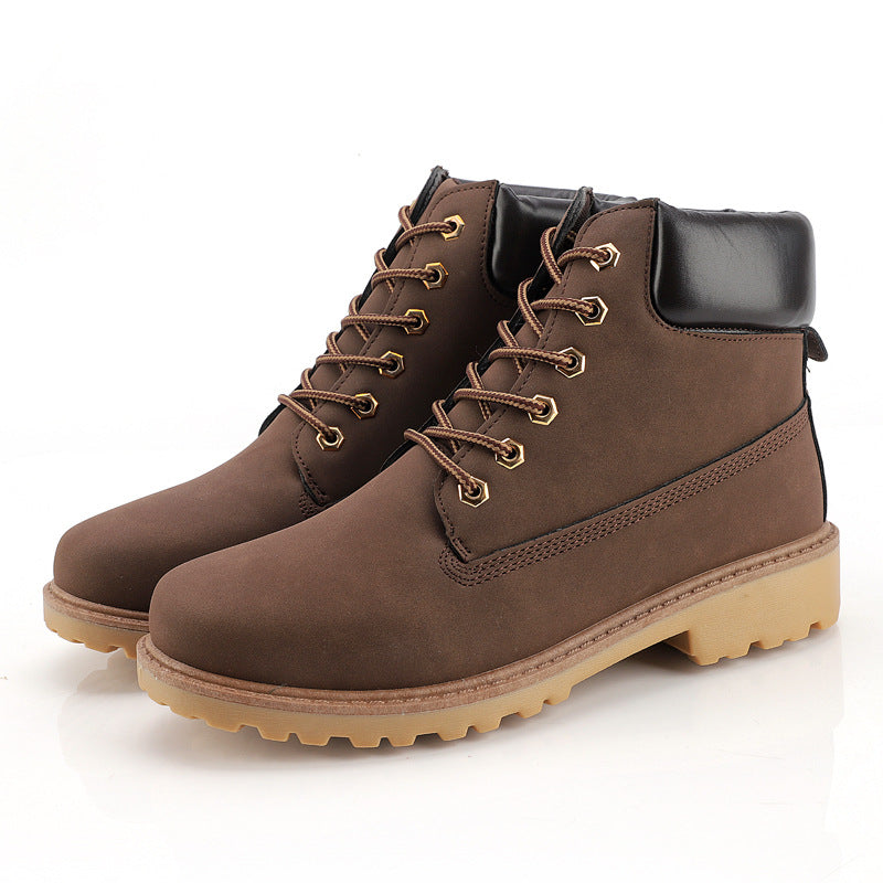 men waterproof men ankle boots Brown+plush 724GoShop