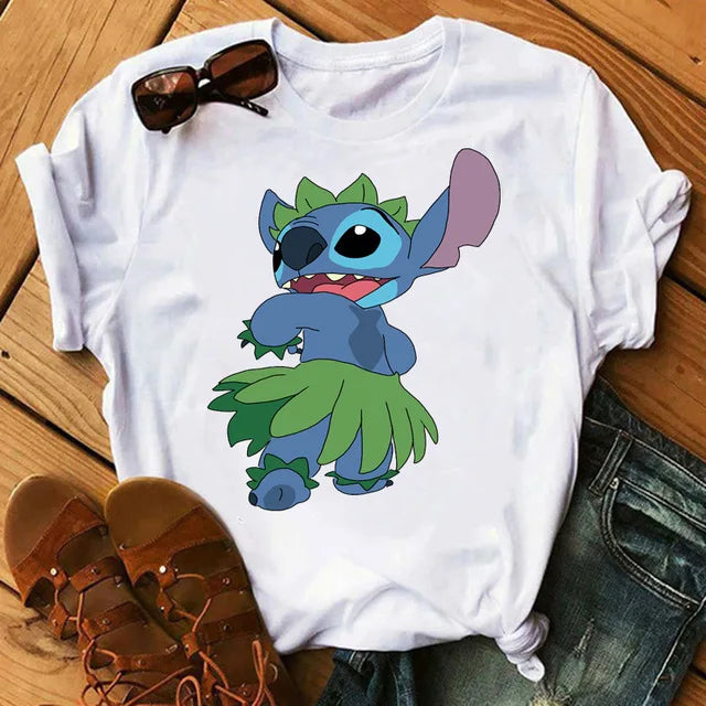 Short Sleeve T Shirt Women Camiseta Lilo Stitch Cartoon Kawaii Tshirt 1 Polyester 724GoShop