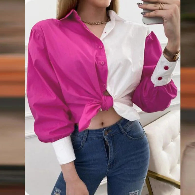 New Fashion Splice Long Sleeve Shirt Cardigan Top 724GoShop