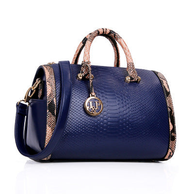 sling bag handbag Large Capacity women hand bag snake Leather boston handbag for women blue 724GoShop