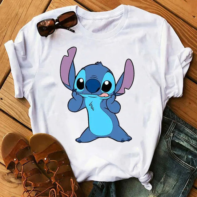 Short Sleeve T Shirt Women Camiseta Lilo Stitch Cartoon Kawaii Tshirt 18 Polyester 724GoShop