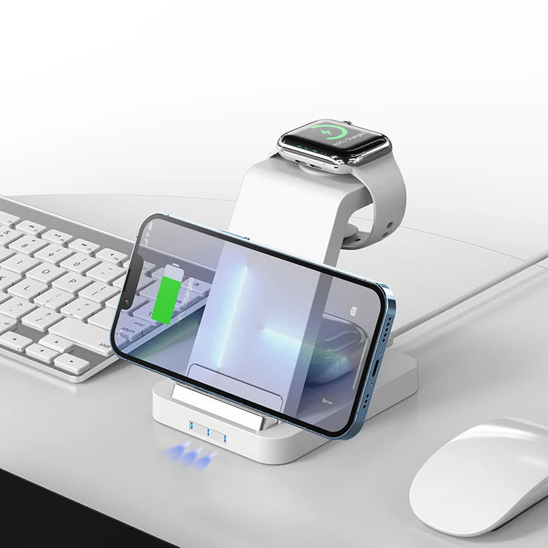 Hot seller 3in1 Wireless Charging Station for iPhone and Qi Mobiles 724GoShop