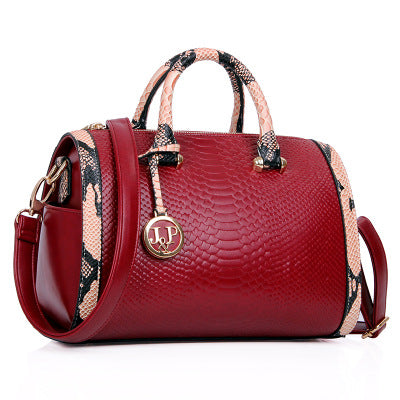 sling bag handbag Large Capacity women hand bag snake Leather boston handbag for women Red 724GoShop