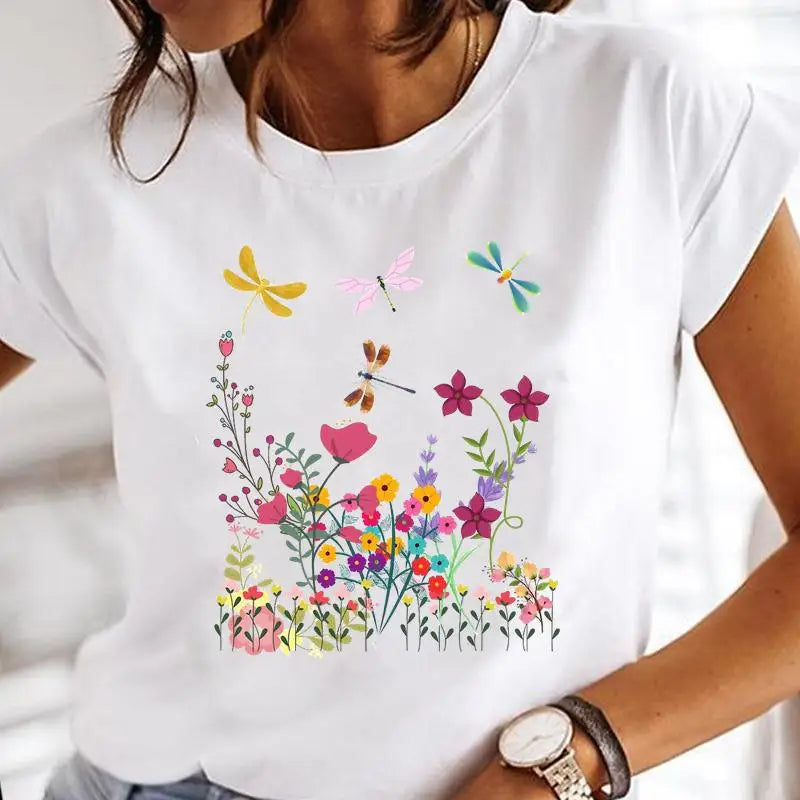 Women Print Clothes Watercolor New Lovely Female Butterfly Tops Graphic T-Shirt Style-17 724GoShop