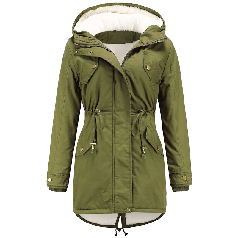 Winter fashion women's hooded pocket jackets green 724GoShop