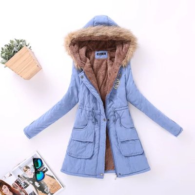 Warm Hooded Parka Jackets for Women water 724GoShop