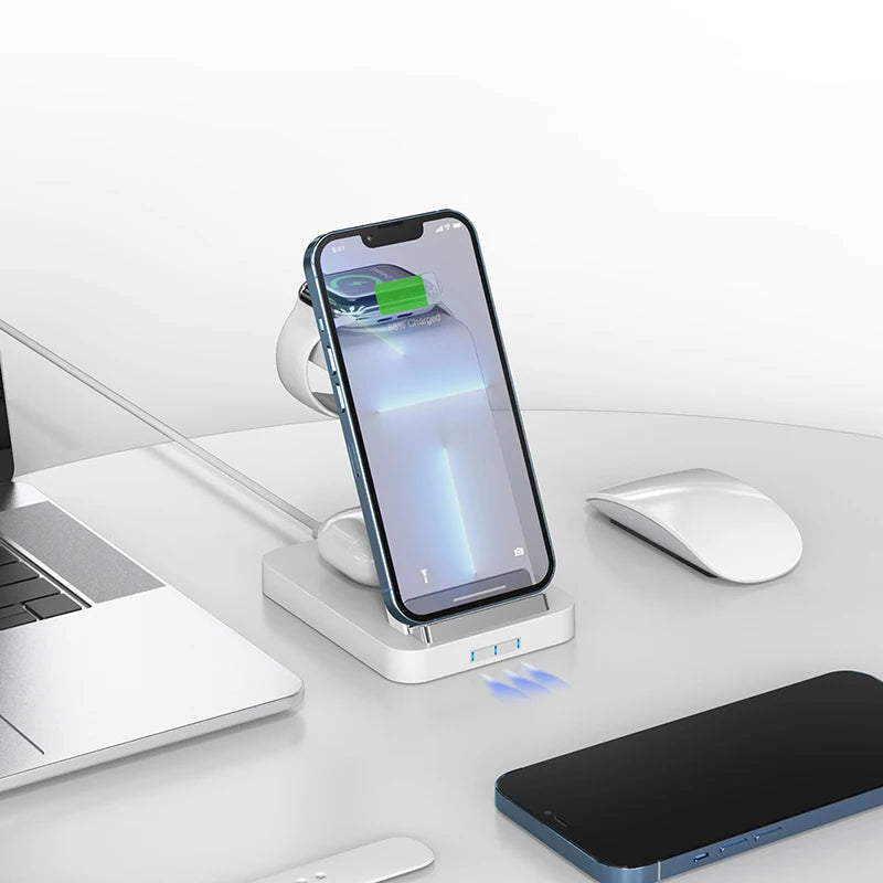 Hot seller 3in1 Wireless Charging Station for iPhone and Qi Mobiles 724GoShop