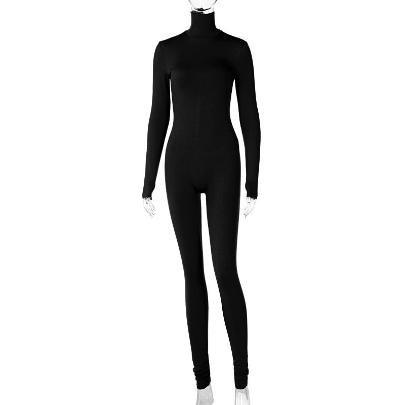 new style One Piece stretch bodycon Jumpsuit Black 724GoShop