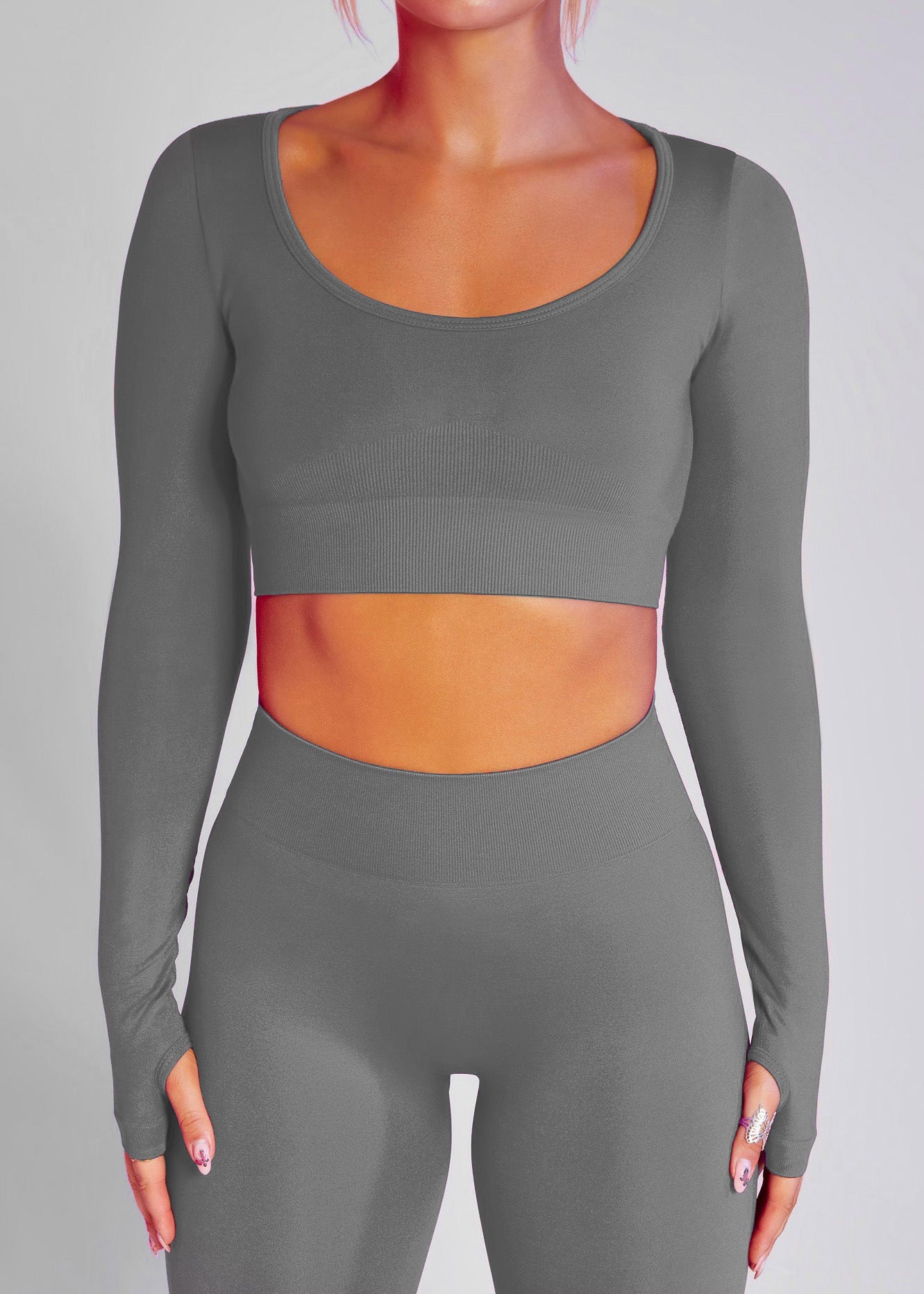 women training sports pant set Gray-Long sleeve 724GoShop