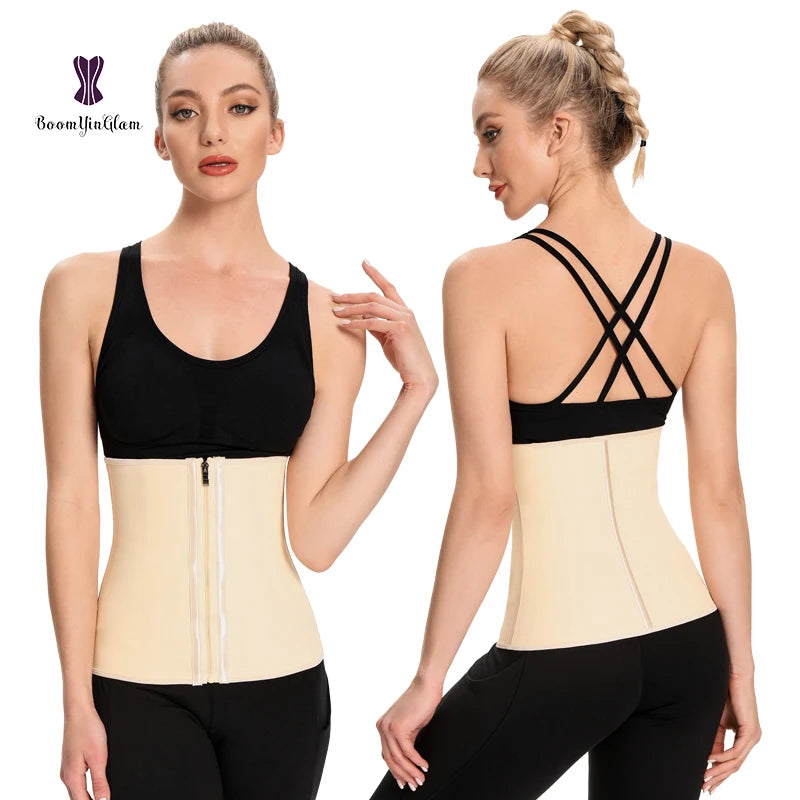 black shapewear for women waist trainer 7 steel bones plus size 724GoShop