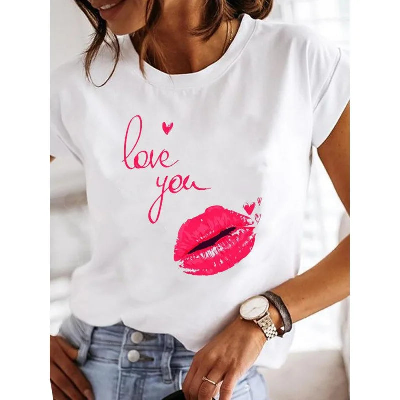 Short Sleeve Love Casual T-shirts Clothes Women Female T Clothing Ladies graphics Style-7 724GoShop