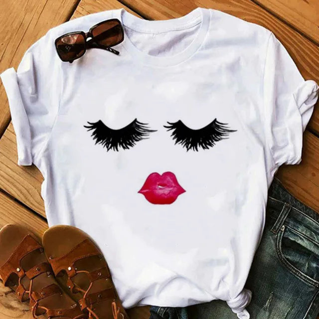 Women eye Lashes Tops Print Ladies Fashion Graphic T-Shirt 8 724GoShop