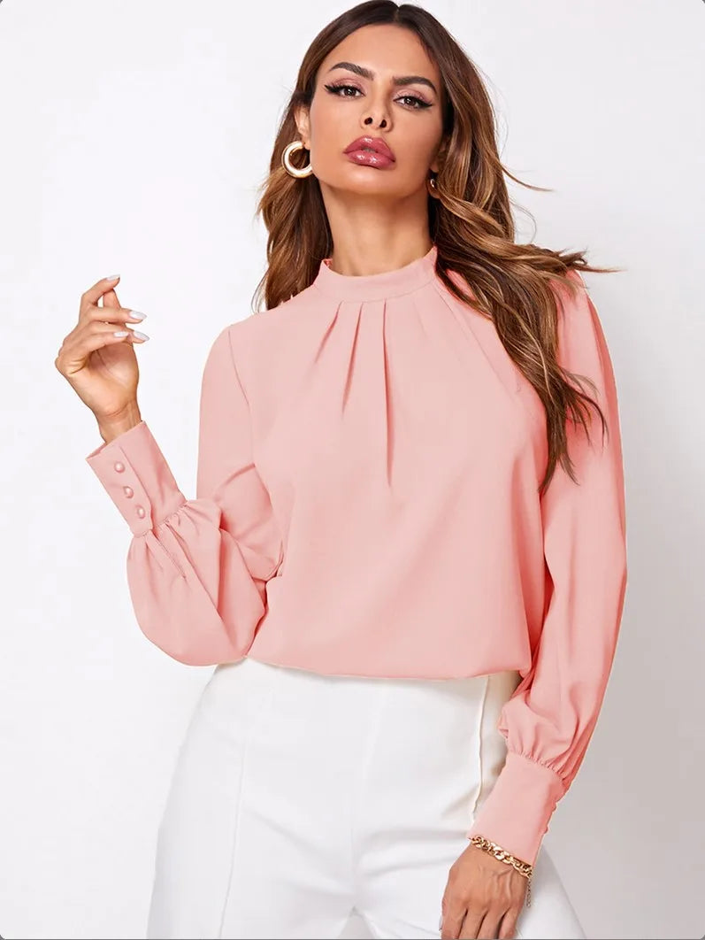 Women Long Sleeve Blouses Lady Loose Casual Chiffon Shirt Tops Blouse 724GoShop