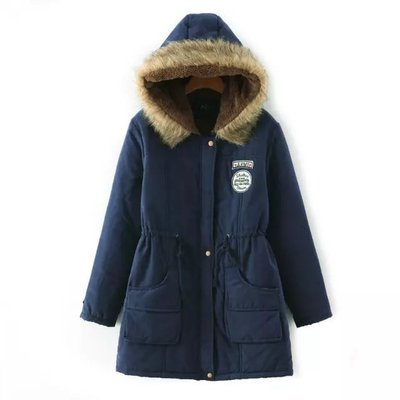 Warm Hooded Parka Jackets for Women dark blue 724GoShop