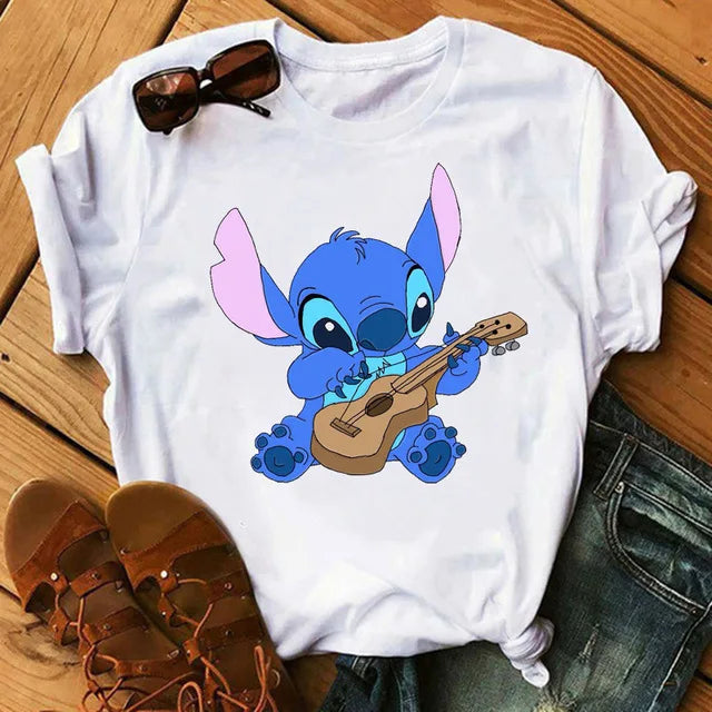 Short Sleeve T Shirt Women Camiseta Lilo Stitch Cartoon Kawaii Tshirt 3 Polyester 724GoShop