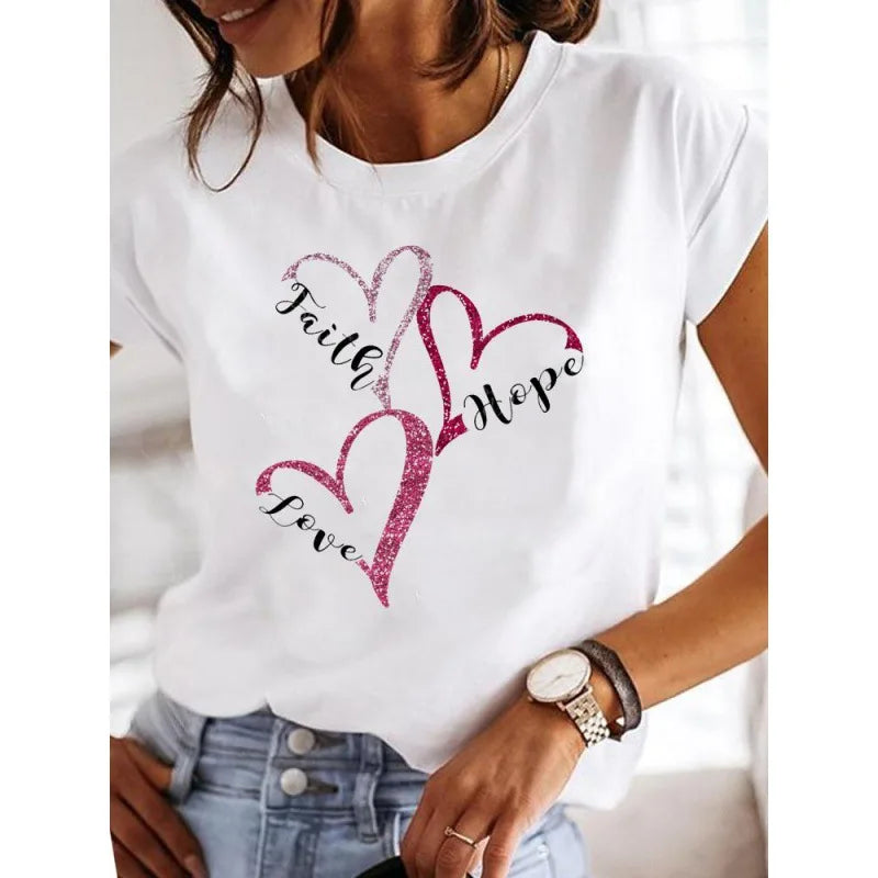 Short Sleeve Love Casual T-shirts Clothes Women Female T Clothing Ladies graphics Style-1 724GoShop