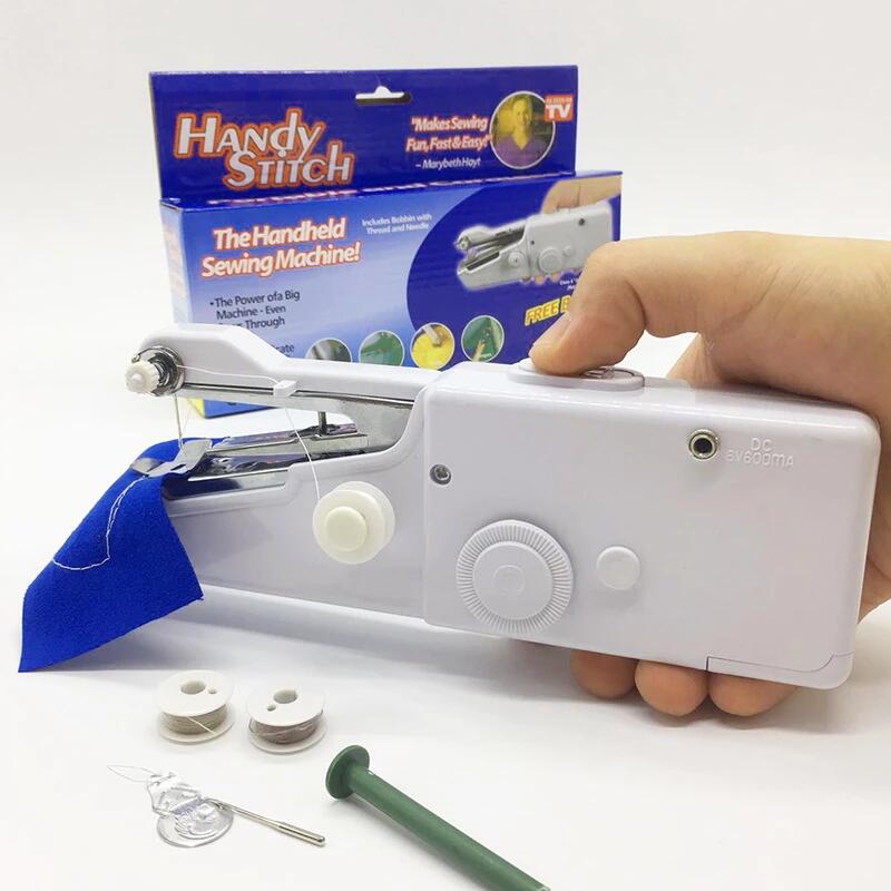 Portable Mini Hand Sewing Machine Quick Handy Stitch Sew Needlework Cordless Clothes Fabrics Household Electric Sewing Machine 724GoShop