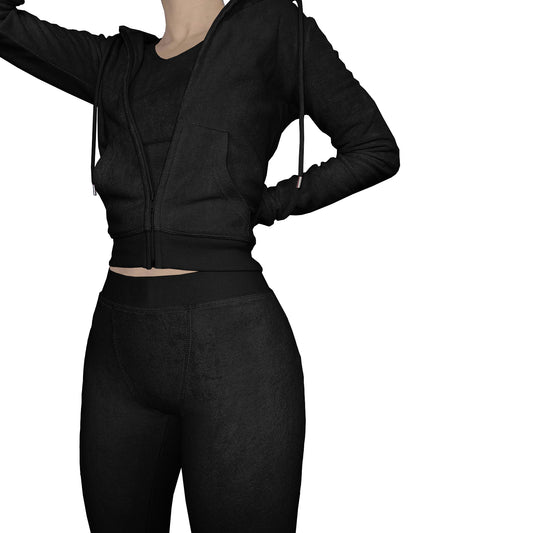 Three Piece Set Sweatshirt Tracksuit legging and Hoodie Black 724GoShop