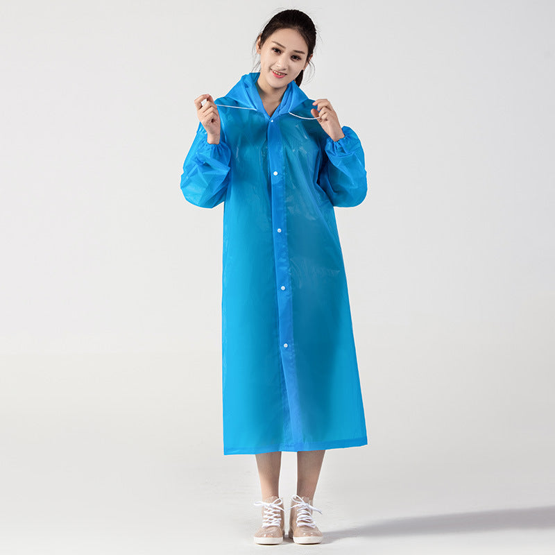 Transparent Raincoat Women Men Portable Outdoor Travel Rainwear Waterproof Disposable Camping Hooded Ponchos Plastic Rain Cover Free Blue 724GoShop