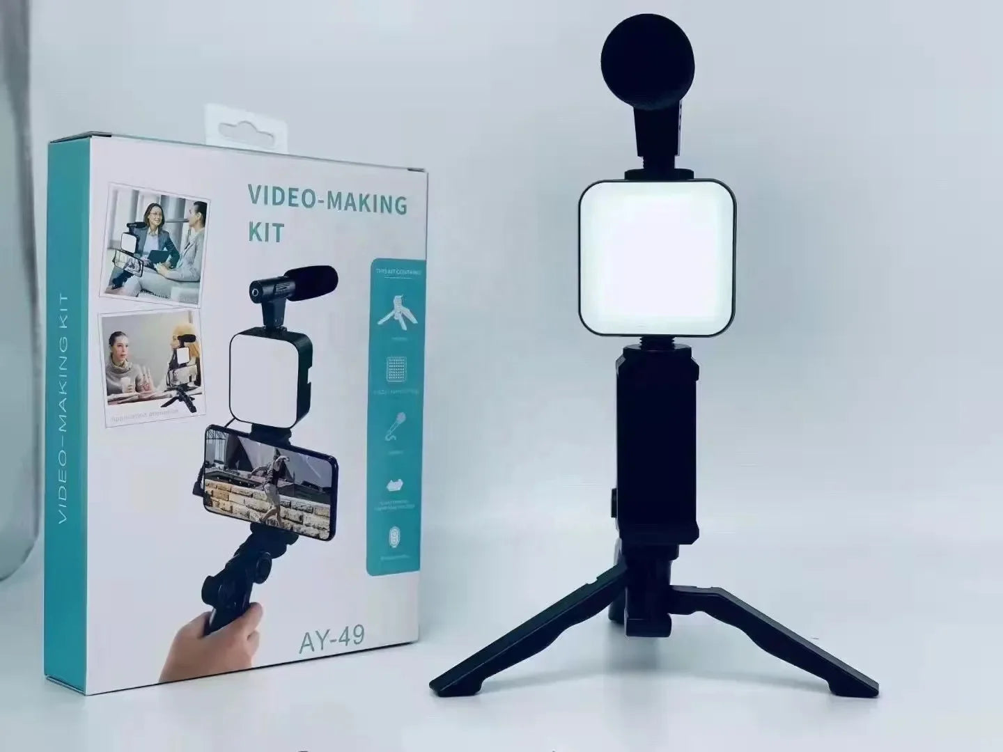 Video Vlogger Kits Microphone LED Fill Light Mini Tripod With Remote For Camera smartphone video microphone vlogger kit 724GoShop