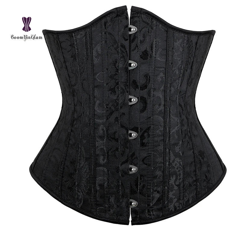 waist shapewear under bust women slimming corset 6XL steel bone Black 724GoShop