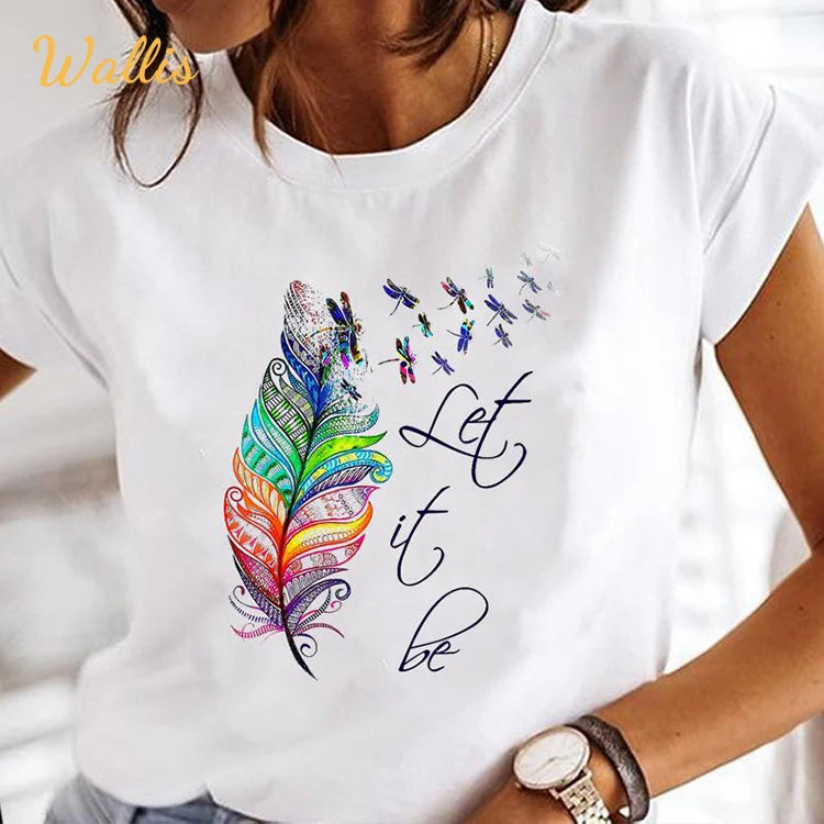 Women Print Clothes Watercolor New Lovely Female Butterfly Tops Graphic T-Shirt 724GoShop